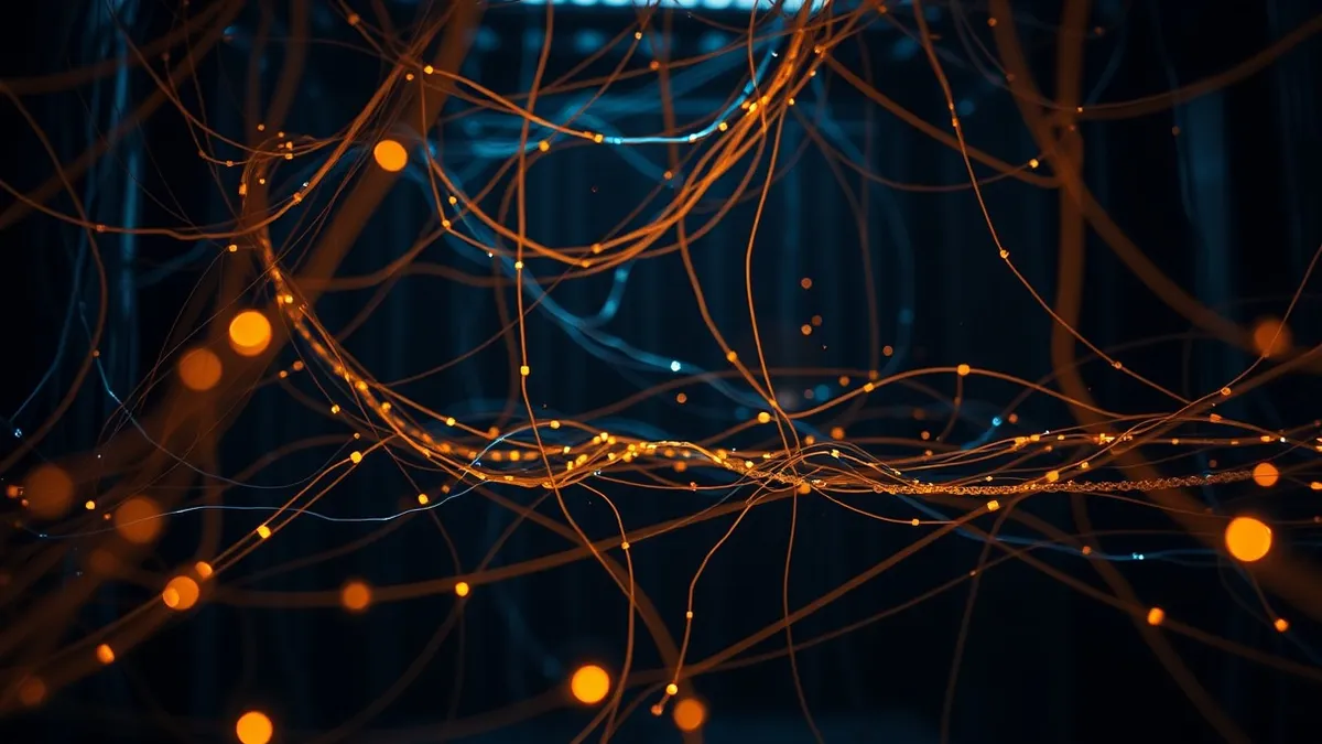 Illustration: A tangled web of glowing optical fibers stretches across a dark room, with several strands appearing severed or dim.