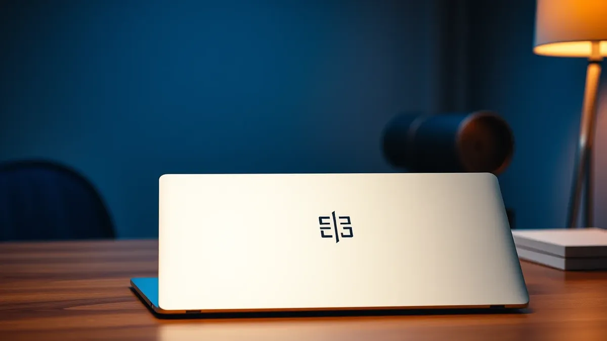 Illustration: A sleek silver laptop sits open on a wooden desk, its lid reflecting soft ambient light.
