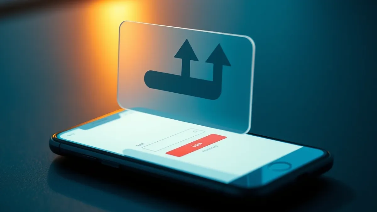 Illustration: A sleek smartphone rests on a dark surface, its screen displaying a single, blank login field.