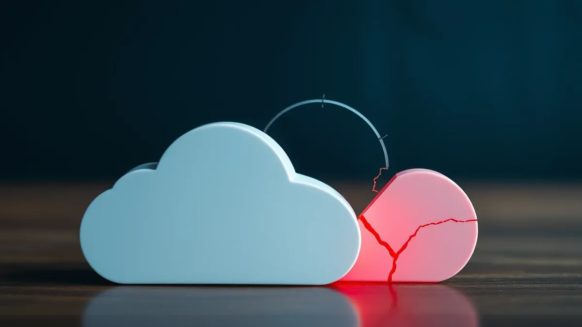 Illustration: A pristine white cloud icon sits beside a jagged, distorted version of the same shape.