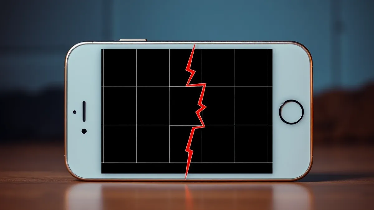 Illustration: A generic white smartphone screen displays a blank photo gallery interface with empty square placeholders arranged in a grid.